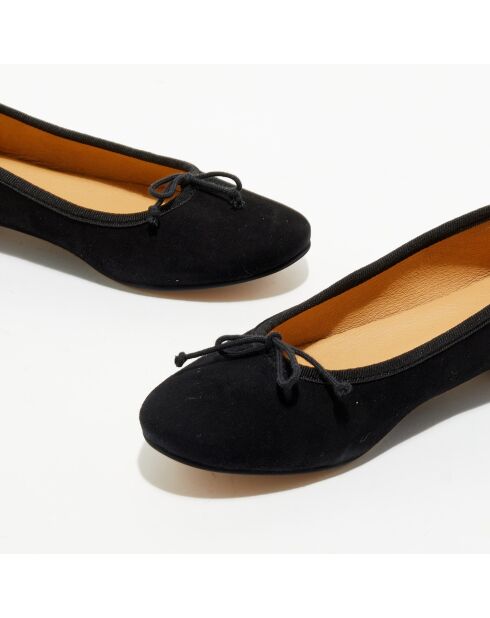 Ballerines en Velours de Cuir Jeanne noires