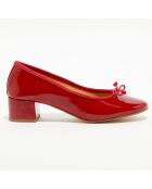 Ballerines trotters en Cuir verni Diane rouges - Talon 4 cm