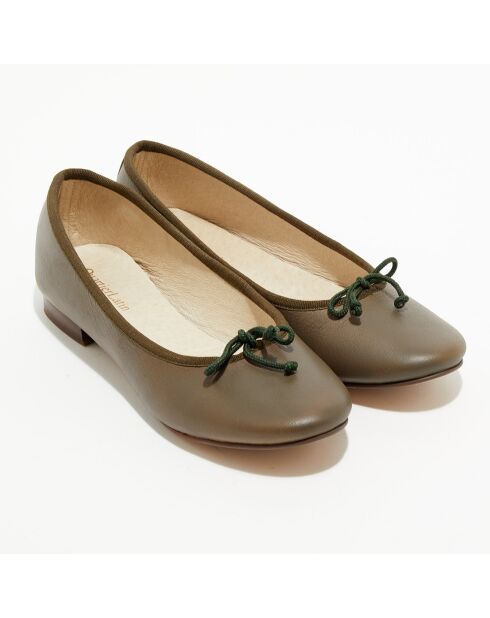 Ballerines en Cuir Jeanne kaki