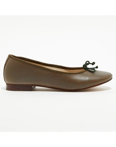 Ballerines en Cuir Jeanne kaki