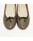 Ballerines en Cuir Jeanne kaki