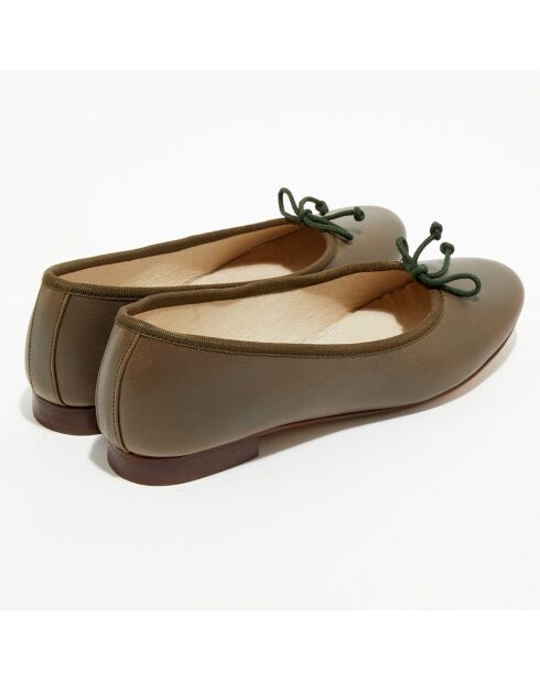 Ballerines en Cuir Jeanne kaki