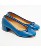 Ballerines trotters en Cuir Diane bleu cyan - Talon 4 cm