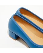 Ballerines trotters en Cuir Diane bleu cyan - Talon 4 cm