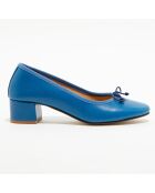 Ballerines trotters en Cuir Diane bleu cyan - Talon 4 cm