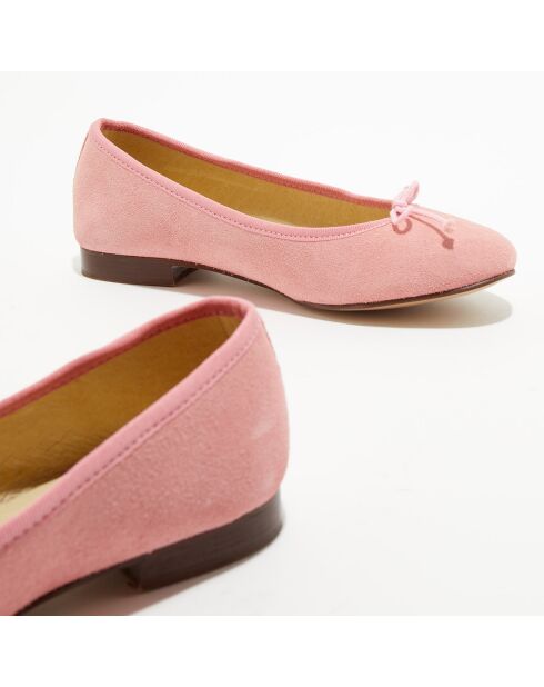 Ballerines en Velours de Cuir Jeanne roses