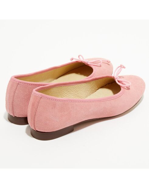 Ballerines en Velours de Cuir Jeanne roses