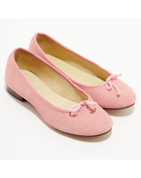 Ballerines en Velours de Cuir Jeanne roses