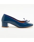 Ballerines trotters en Cuir verni Diane bleu marine - Talon 4 cm