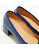 Ballerines trotters en Cuir verni Diane bleu marine - Talon 4 cm