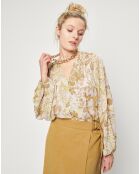 Chemise manches longues à Fleurs beige/écru