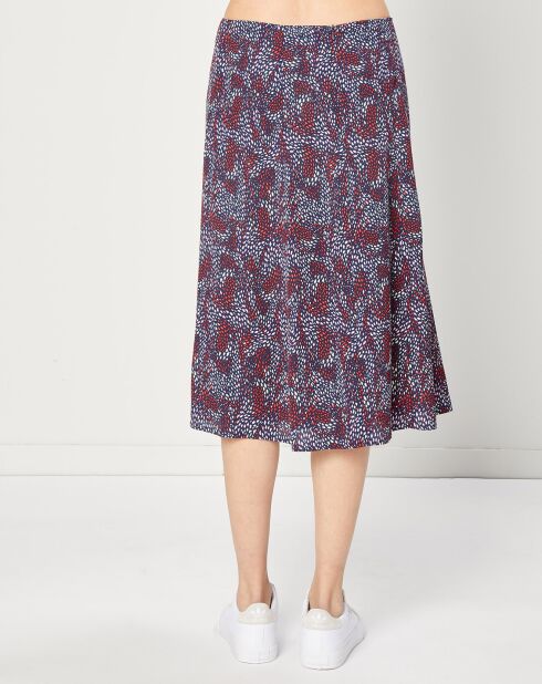 Gemusterter fließender Midirock in Pflaumen/Blau