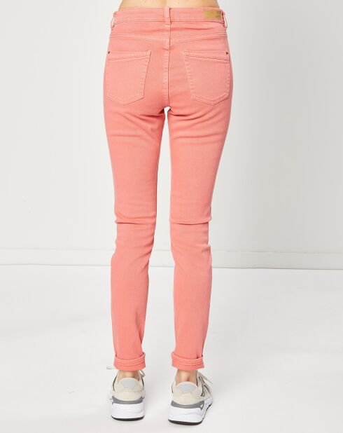 Jean Slim en Toile de coton rose