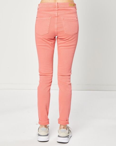 Jean Slim en Toile de coton rose