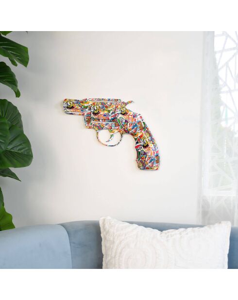 Sculpture Pistolet multicolore - 32x47x5 cm