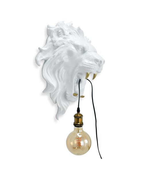 Lampe Tête de lion blanche - 56x39x37 cm