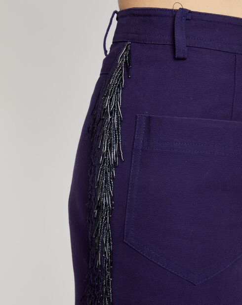 Jupe Gabardine à franges bleu nuit