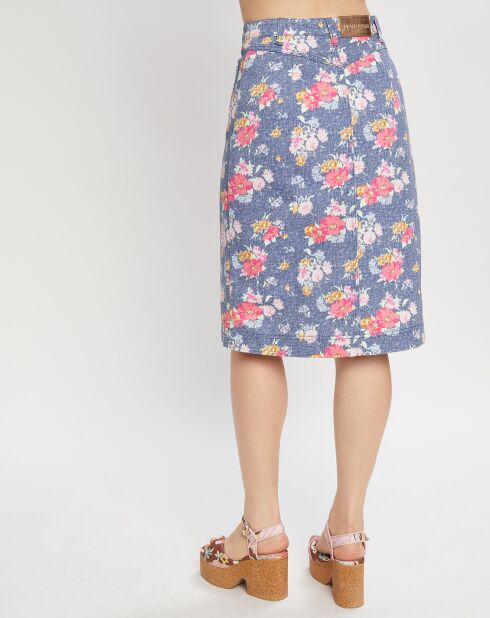 Jupe Floral Denim fleurie bleu/rose