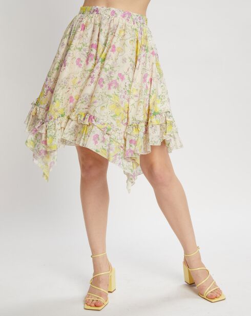 Jupe en Coton & Soie Fleur Champêtre écru/multicolore