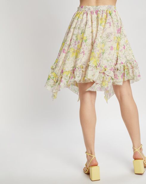 Jupe en Coton & Soie Fleur Champêtre écru/multicolore