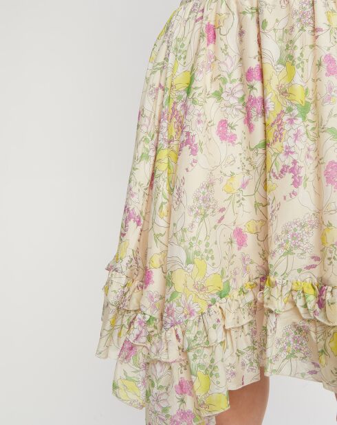 Jupe en Coton & Soie Fleur Champêtre écru/multicolore