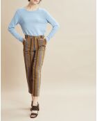 Pantalon en Coton & Lin rayé Pavel marron