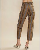 Pantalon en Coton & Lin rayé Pavel marron