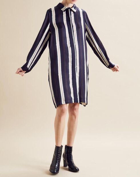 Surchemise/robe Murano imprimée bleu marine/écru