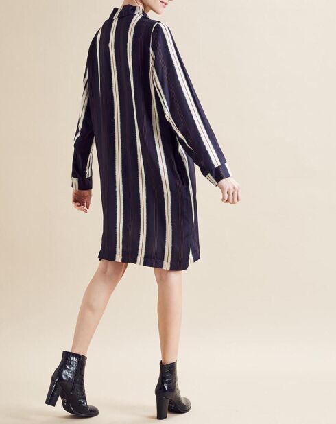 Surchemise/robe Murano imprimée bleu marine/écru