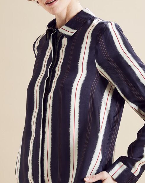 Surchemise/robe Murano imprimée bleu marine/écru