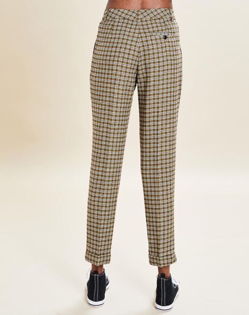 Pantalon en Laine mélangée Octave pied-de-poule ocre/noir