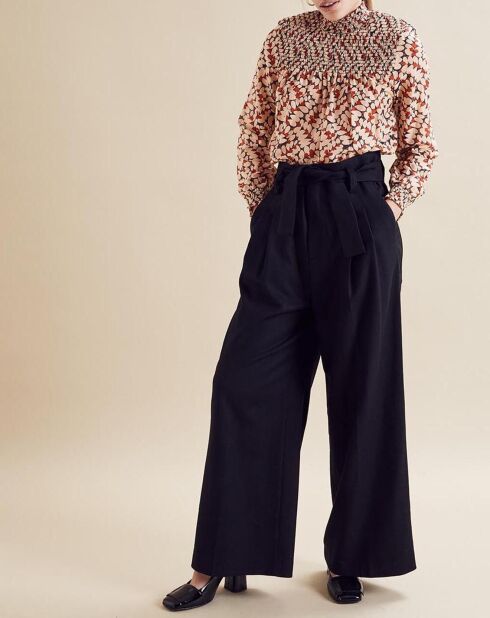 Blouse en Coton & Soie Bonheur imprimée vieux rose