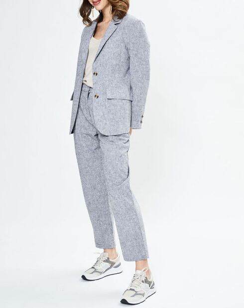 Hose Aurélie aus Leinengemisch marineblau