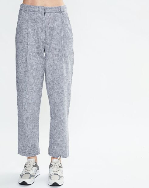 Hose Aurélie aus Leinengemisch marineblau