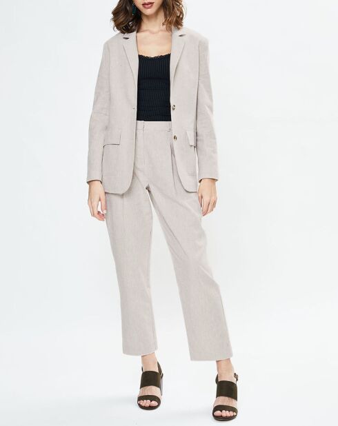 Beige broek van linnenmix Aurélie