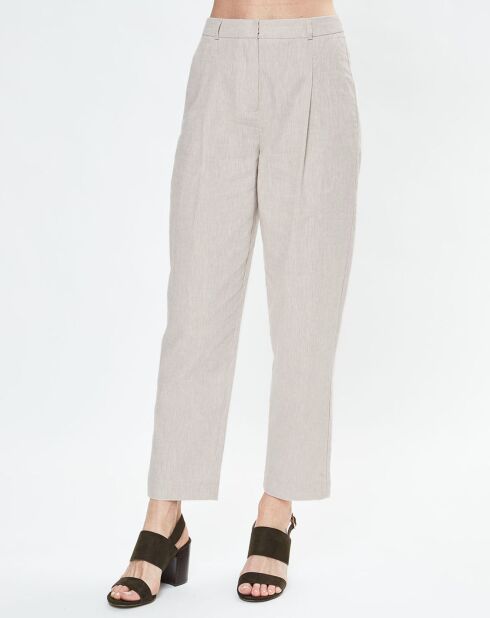 Beige broek van linnenmix Aurélie