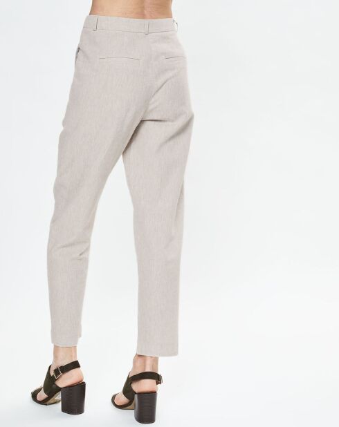 Beige broek van linnenmix Aurélie