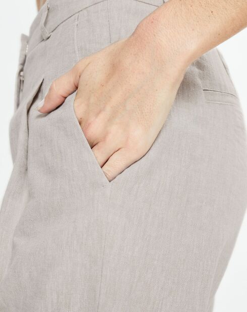 Beige broek van linnenmix Aurélie