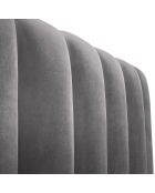 Lit Coffre en Velours avec Tête de Lit Gina gris - 200x200 cm