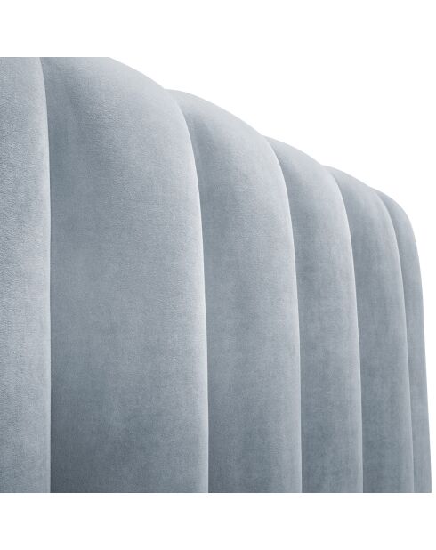 Lit Coffre en Velours avec Tête de Lit Gina bleu clair - 200x200 cm