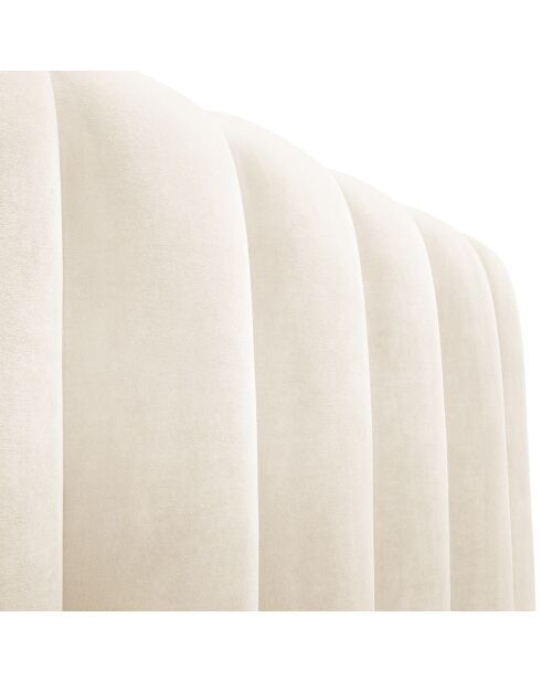 Lit Coffre en Velours avec Tête de Lit Gina beige clair - 200x200 cm