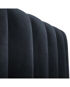 Lit Coffre en Velours avec Tête de Lit Gina bleu foncé - 180x200 cm