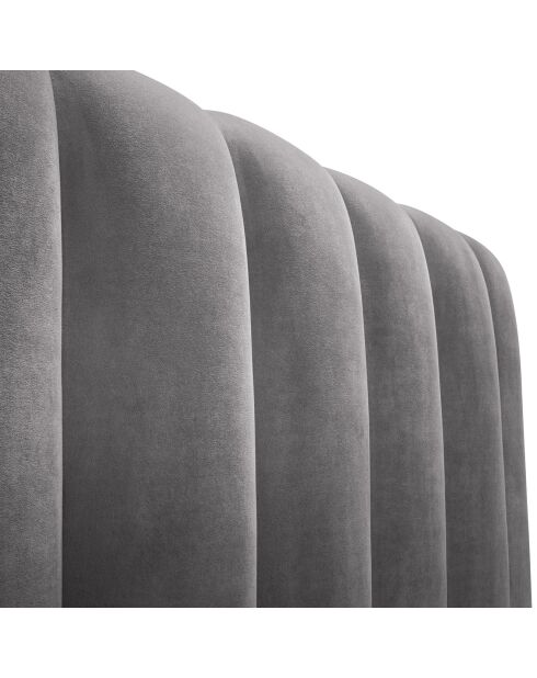 Lit Coffre en Velours avec Tête de Lit Gina gris - 140x200 cm