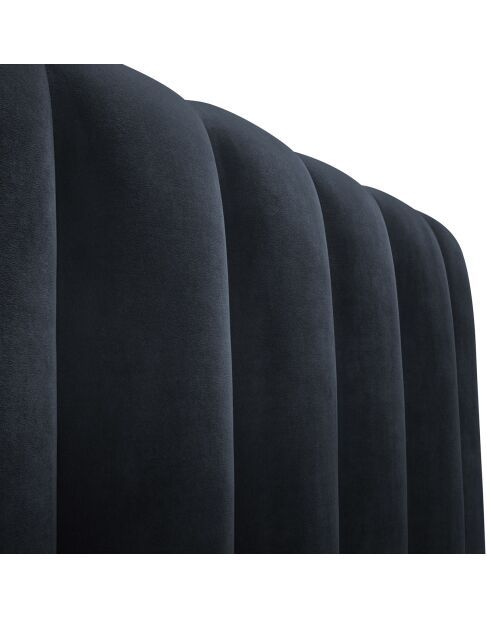 Lit Coffre en Velours avec Tête de Lit Gina bleu foncé - 140x200 cm