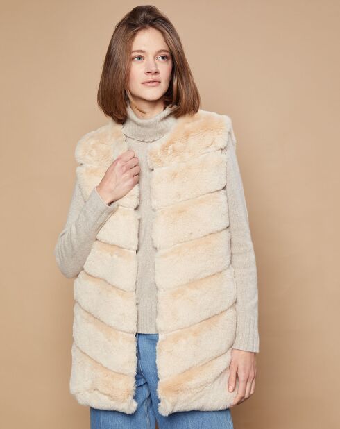 Gilet Polly en Fausse Fourrure beige