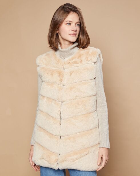 Gilet Polly en Fausse Fourrure beige