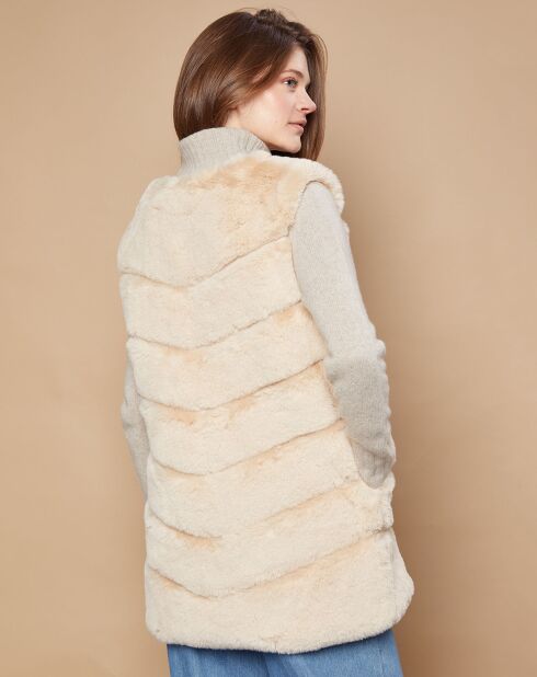 Gilet Polly en Fausse Fourrure beige
