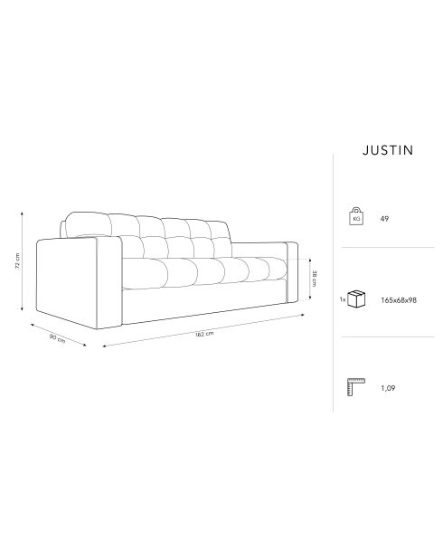 Canapé Justin 2 Places gris clair - 162x90x72 cm