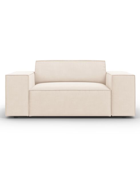 Fauteuil Velours Jodie beige clair - 124x102x70 cm