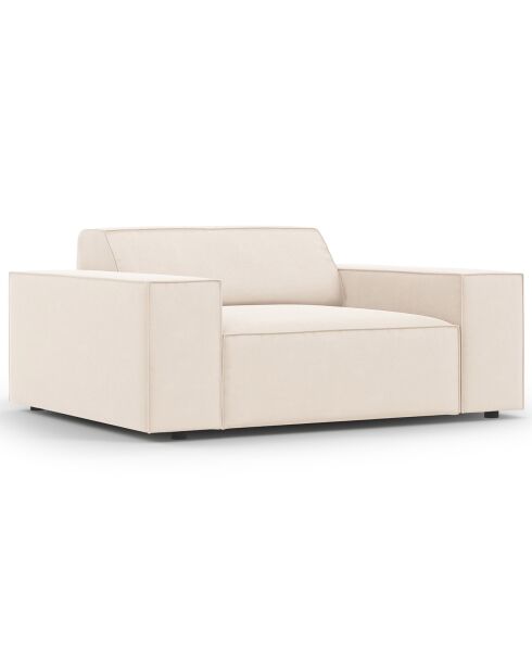 Fauteuil Velours Jodie beige clair - 124x102x70 cm